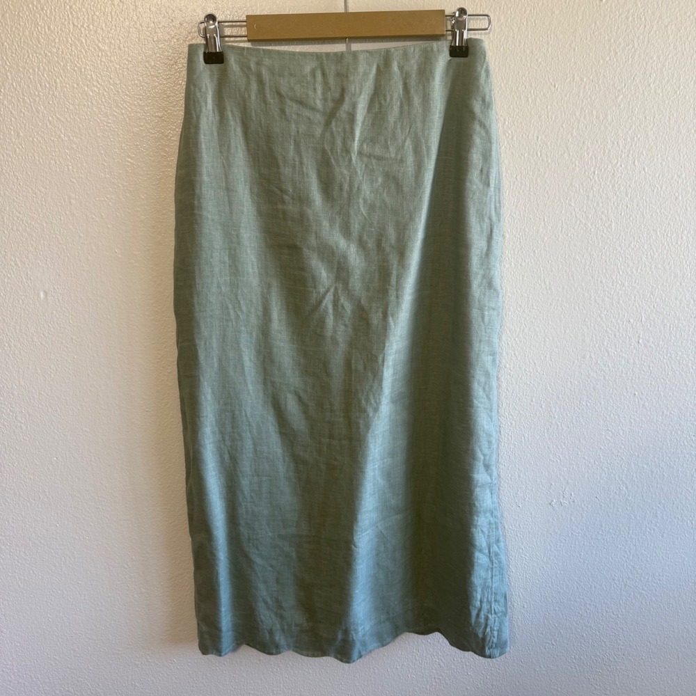 Abercrombie & Fitch Size Small Mint Green Linen Midi Skirt Travel Resortwear